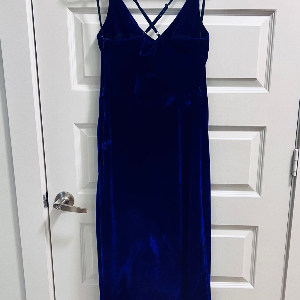 Adelyn Rae Zana Velvet Slipdress Cowl Neck Midi Dress in Sapphire Size L - Picture 6 of 9